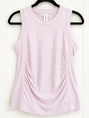 Athleta Foresthill Ascent Tank Top Light Pink Ruched Sleeveless Top Size M